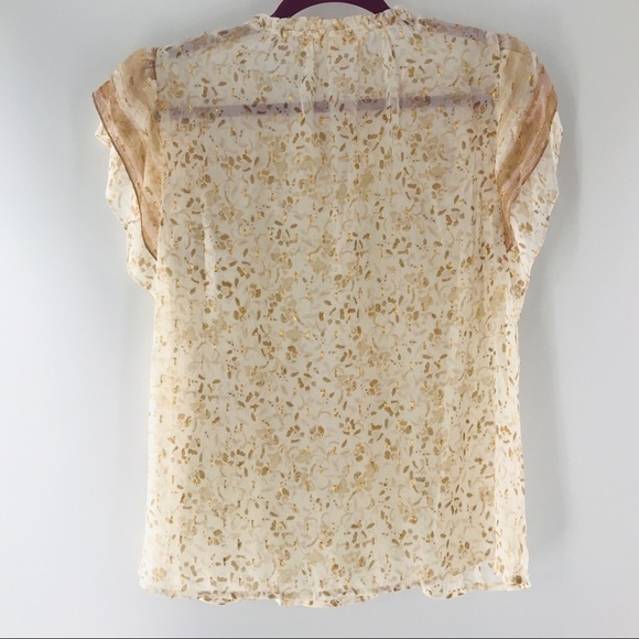NWT LOVESTITCH Cream & Gold Metallic Blouse - Picture 5 of 7
